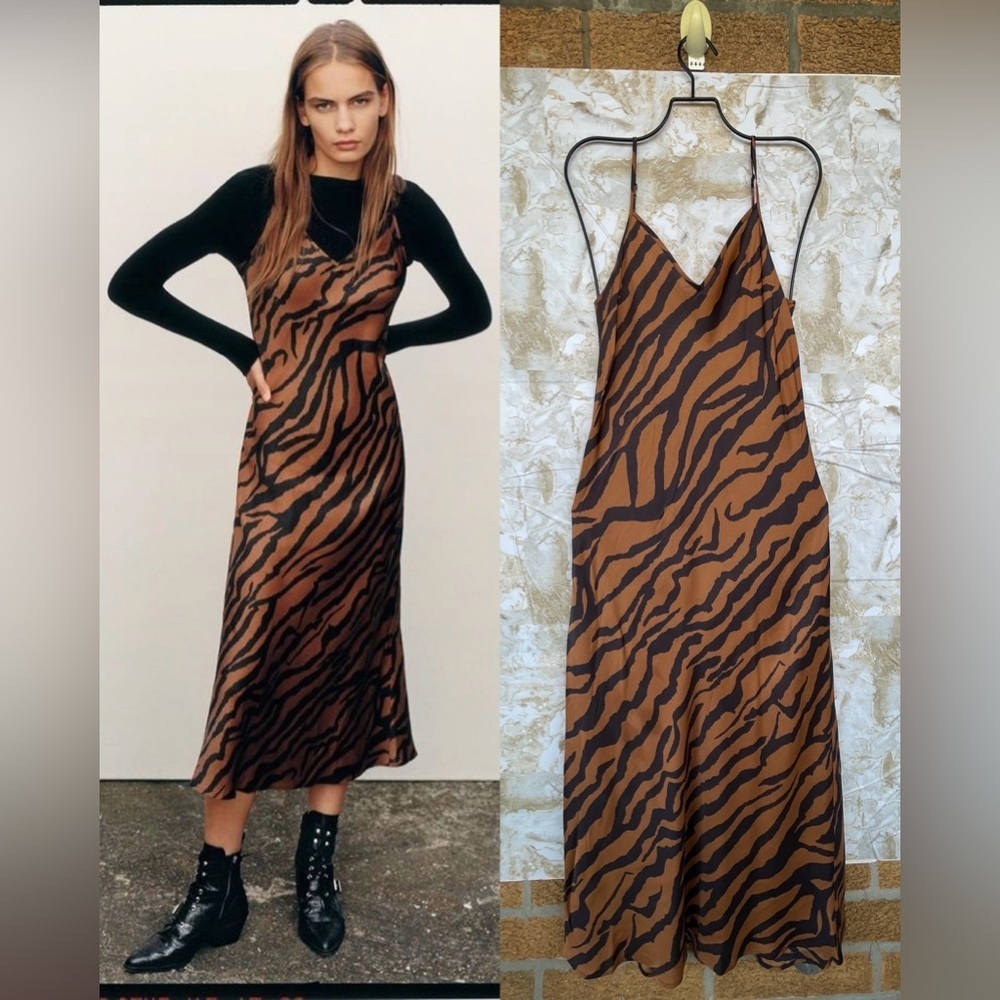 AllSaints animal print slip dress size small - Picture 1 of 14